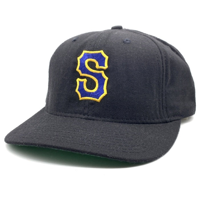 90's STUSSY ステューシー CAPS Sロゴ刺繡 6パネルキャップ ブラック