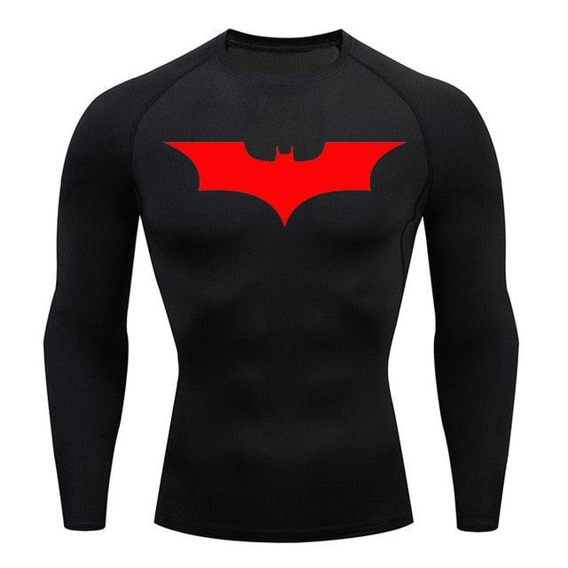 Long Sleeve Batman Compression Shirt - Red / Black