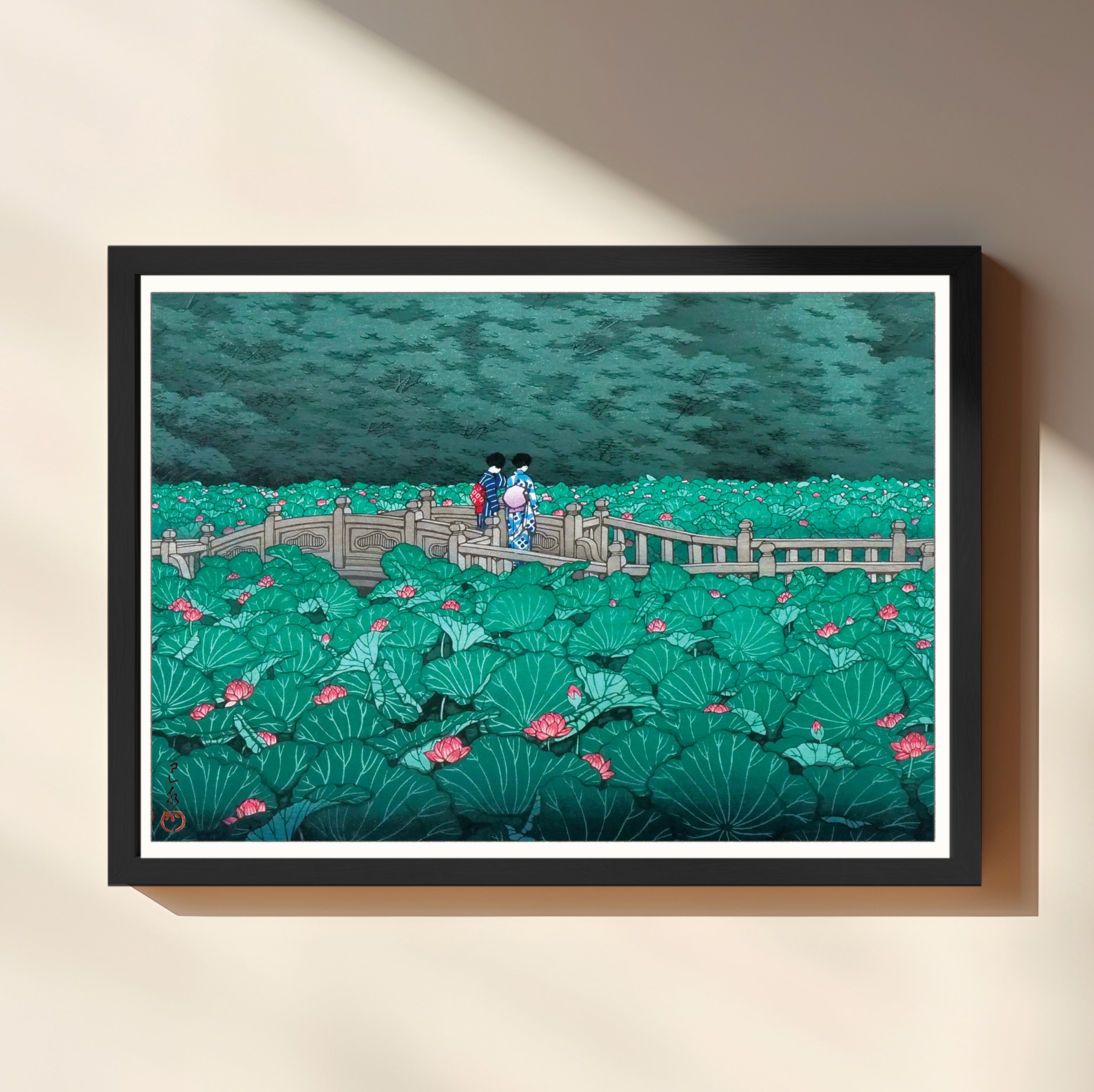 真作】絵画 ガラス絵 風景画 懐かしい日本の原風景 静寂な海と松林 U36