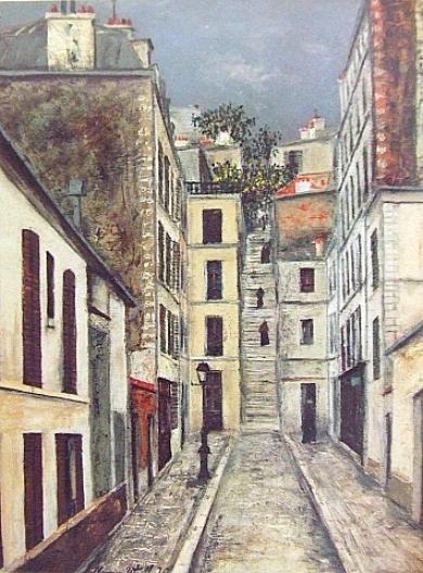 絵画 モーリスユトリロ 『モンマルトルの芸術家村 6』その① 絵画