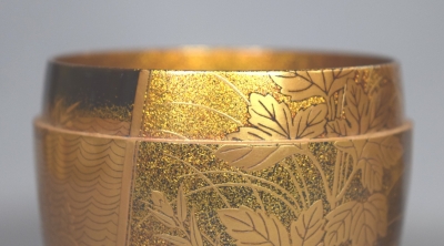 茶道具 福づくし蒔絵 中野孝一作 大棗 内梨子地 共箱付