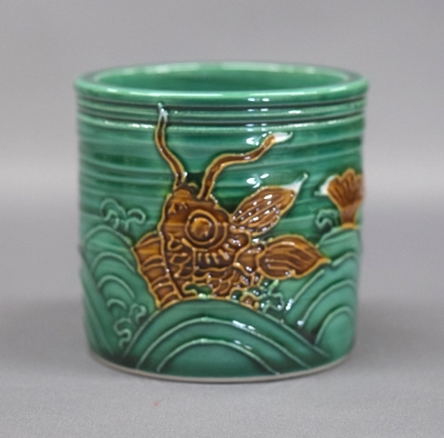 T940 蓋置 『青交趾 荒磯』『中村翠嵐 造』 共箱 茶道具 T940 蓋置