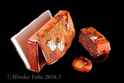 日本刺繍の筥迫 江戸型『稲穂雀』 | 筥迫は続くよどこまでも！