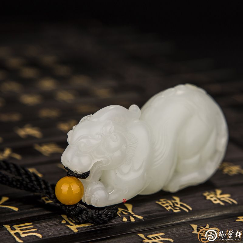 中国古美術 明時代 古玉石 和田玉 山海經 聚財富瑞獸 神獸貔貅(F-31