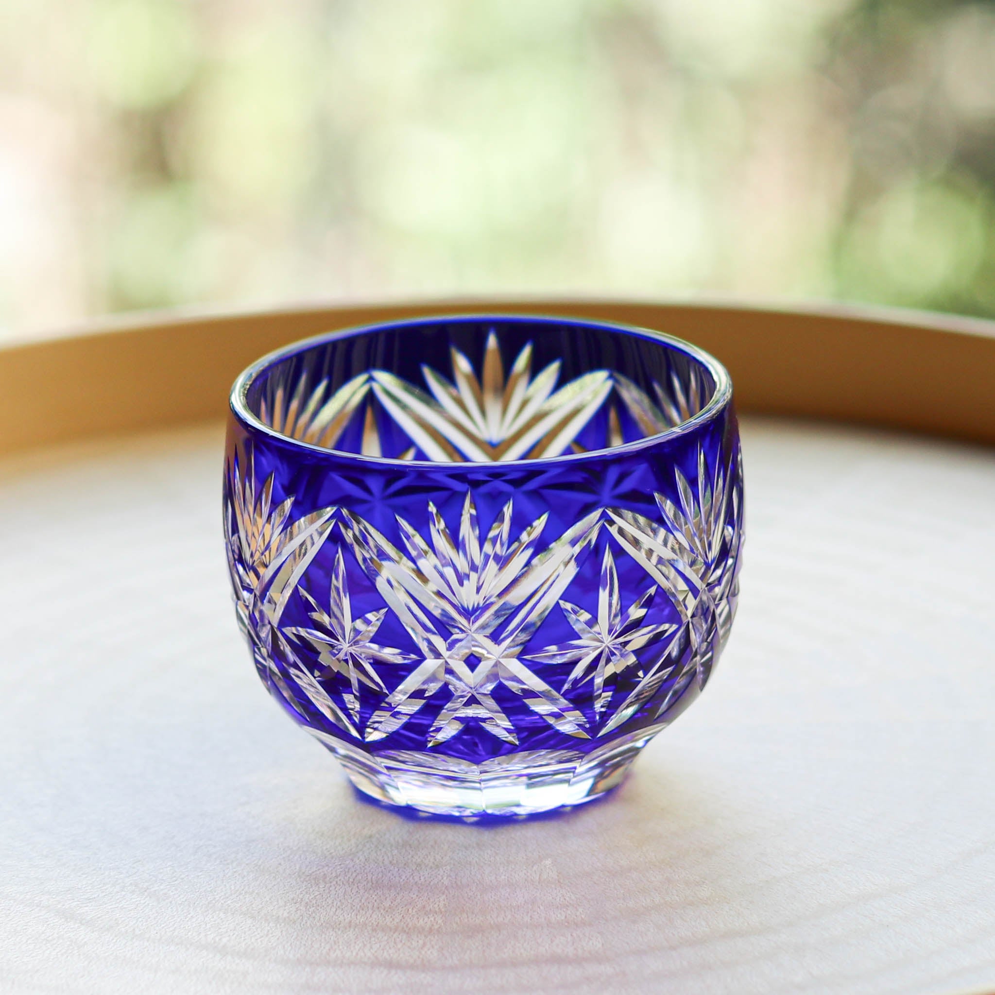 江戸切子 ぐい呑 | 剣菱星文様 | ルリ | ミツワ硝子