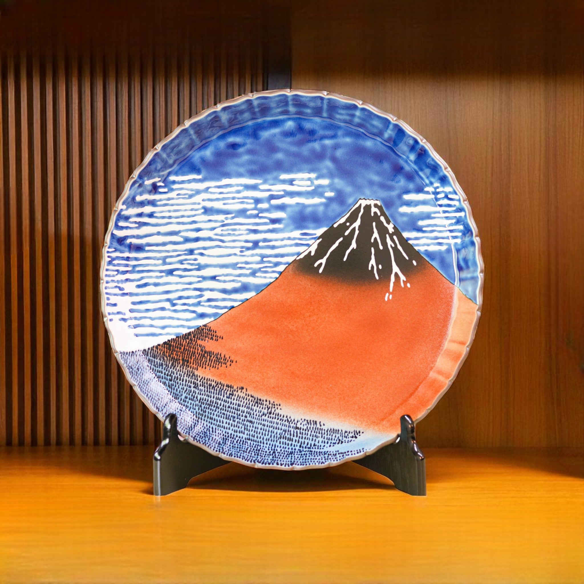 富士山 陶器製絵皿 インテリア 飾り 角額皿 日本の土産 ホームステイの