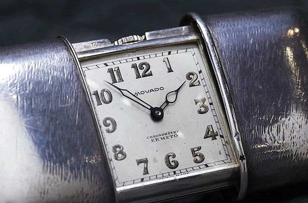 モバード MOVADO トラベルクロック エルメト 銀無垢 シルバー935 手巻き