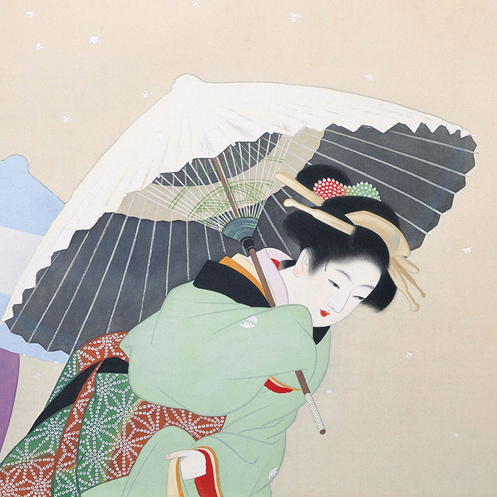 送料無料 牡丹雪 上村松園 掛軸 掛け軸 絵画 版画 style=width:100%;