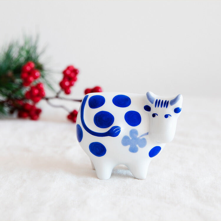 LisaLarson リサ・ラーソン 干支シリーズ くさぶえのうし あおい 陶器