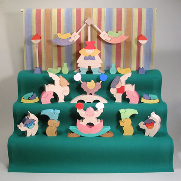 小黒三郎 組み木 五月人形 楕円武者三段飾り 木のおもちゃ専門店