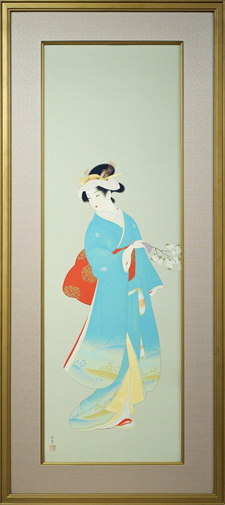 上村松園「春信」シルクスクリーン版画・絹本 絵画買取・販売の小竹美術