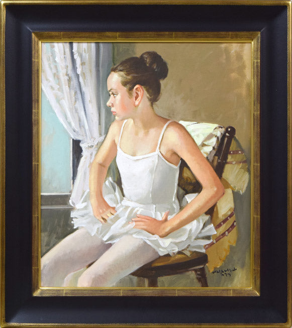 山岸正巳「バレリーナ少憩」油絵・F10号 絵画買取・販売の小竹美術
