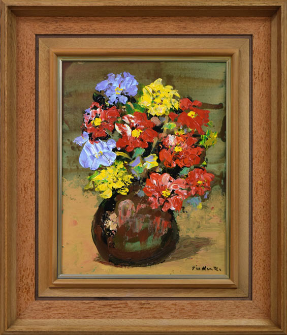 福沢一郎「花」油絵・6号 絵画買取・販売の小竹美術