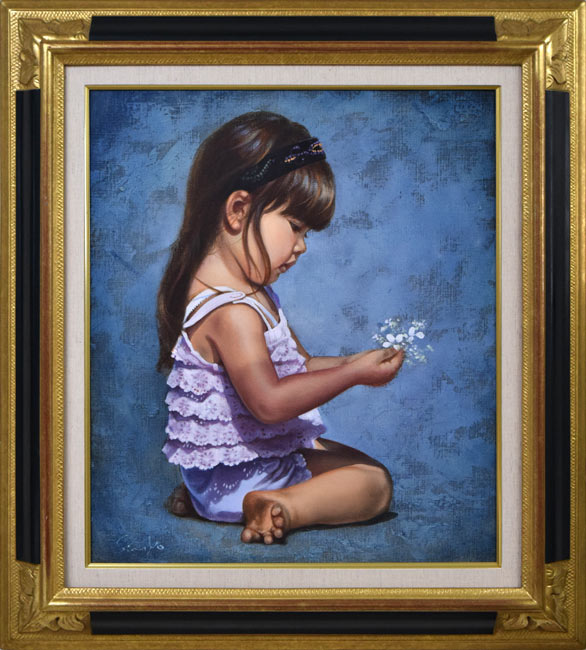 油絵 絵 絵画 インテリア F6-083711 人物 雪国の子供たち 絵画