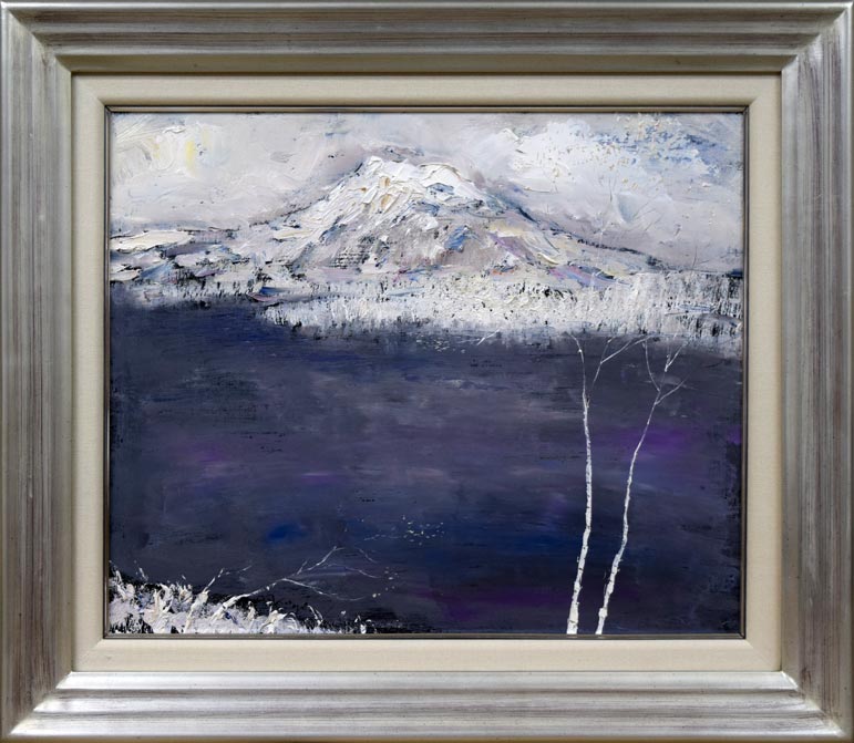 片山弘明「初冬の阿寒湖（北海道）」油絵・F8号 絵画買取・販売の小竹美術