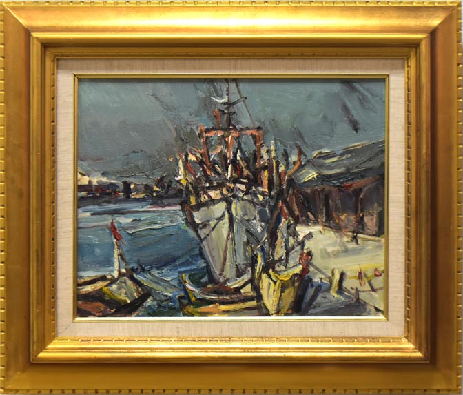 絵画油絵油彩画菊地正則F3号「花リボンの少女」原画美品額付き