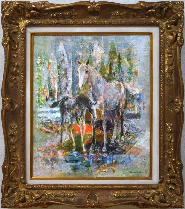 上橋薫「新緑雨後」油絵・F8号 絵画買取・販売の小竹美術