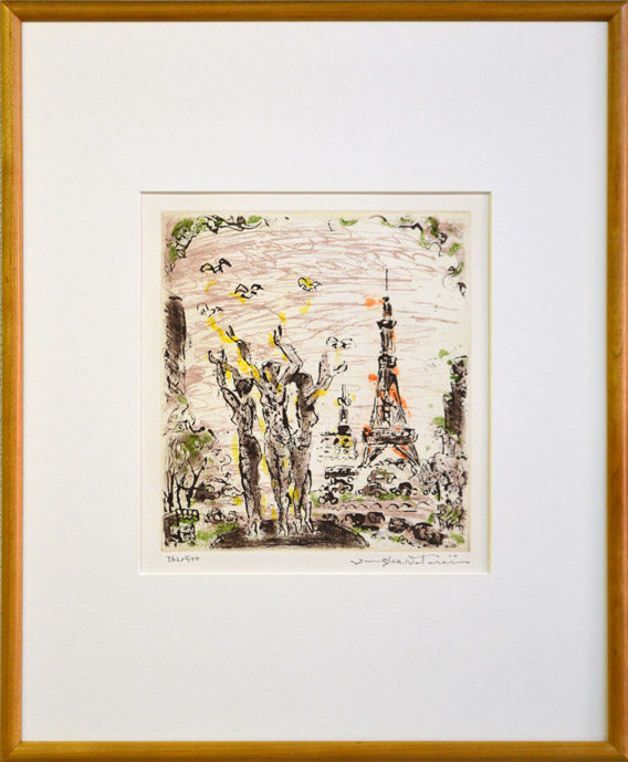 渡会純价「はなやぐ街（札幌大通公園）」銅版画 絵画買取・販売の小竹美術