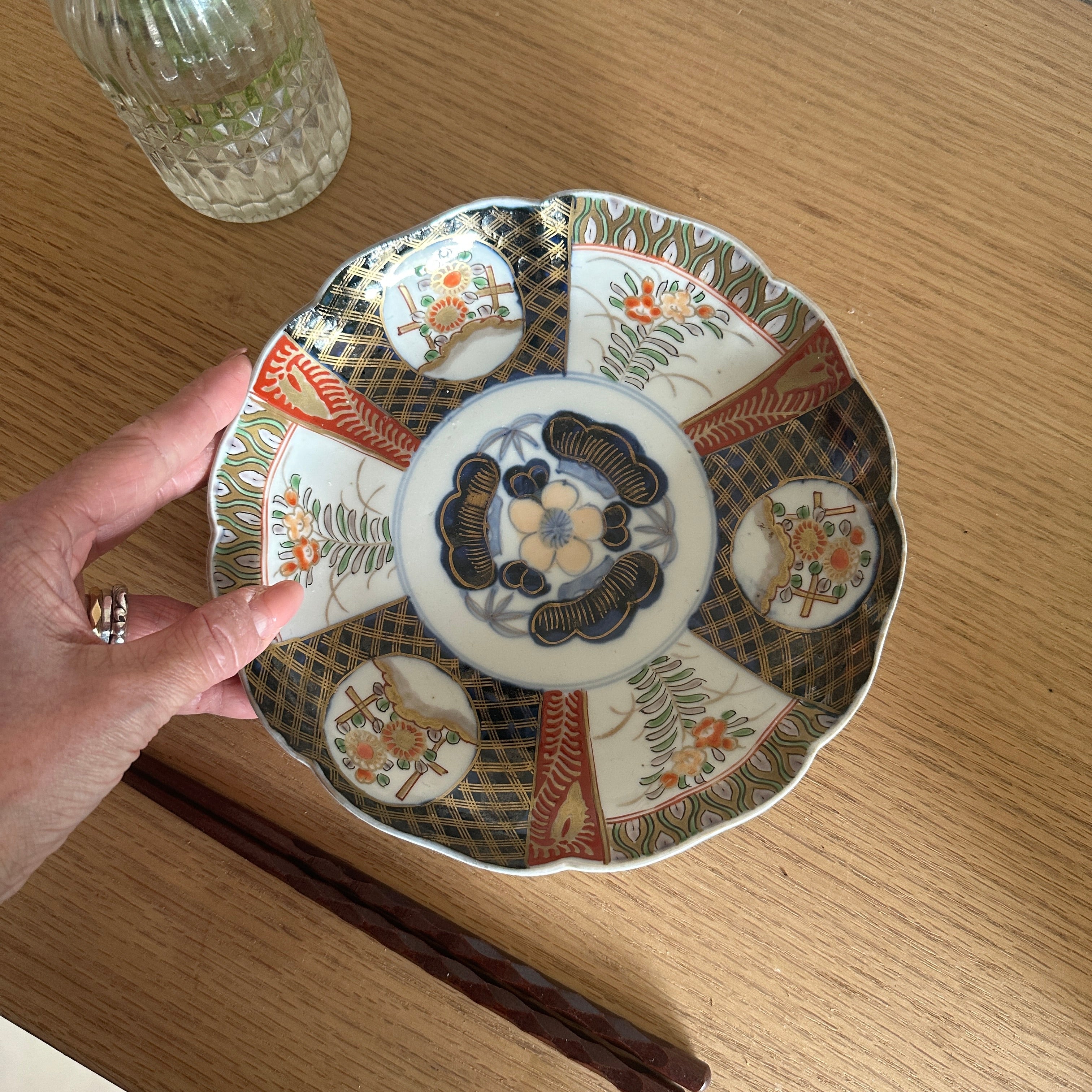 SORA 明治時代の錦手大猪口、色付小皿、金彩色絵小皿各