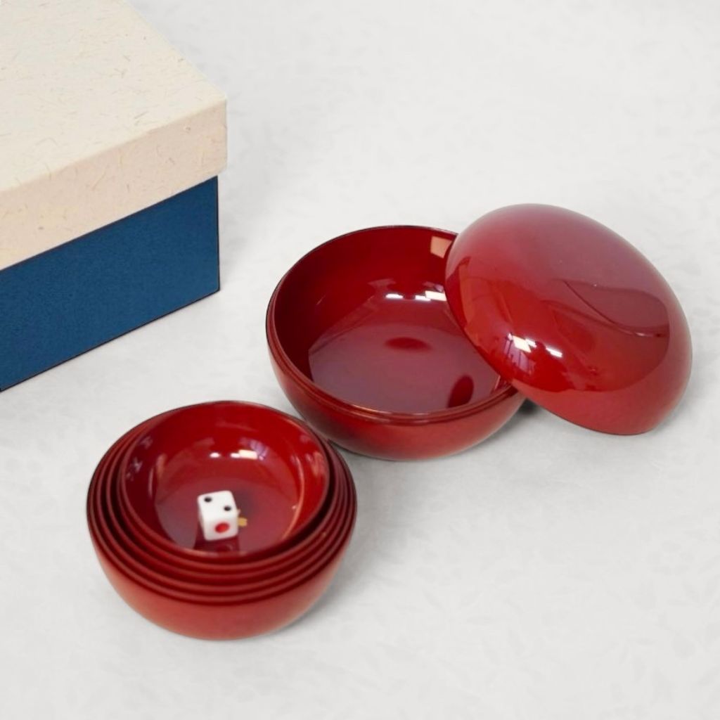 越前塗桜重箱行楽弁当朱色二重名品昭和レトロ漆器東京インテリア