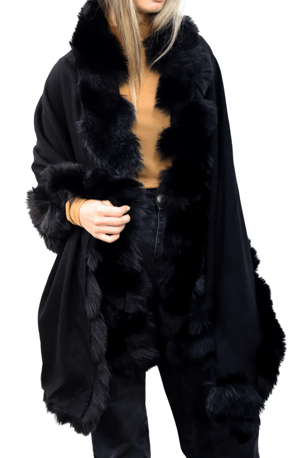 Stylish Faux Trim Wrap - Black, Ivory & Grey – La Fiorentina