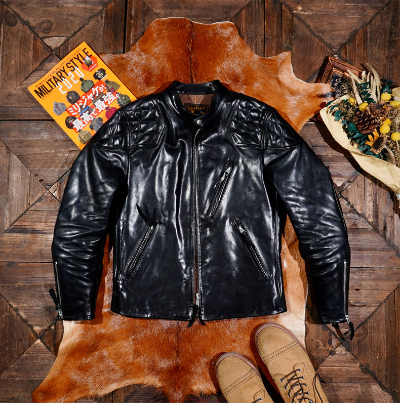 △ビンテージ復刻 オイル ホースハイドレザー シングルライダース