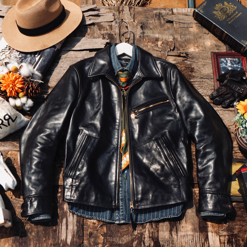 ✨AERO LEATHER 茶芯 ホースハイド カフェレーサーシングルライダース