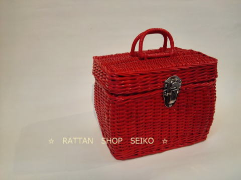 日本製なるちゃんバスケット、籐ラタンバスケット（レッド）、幼稚園