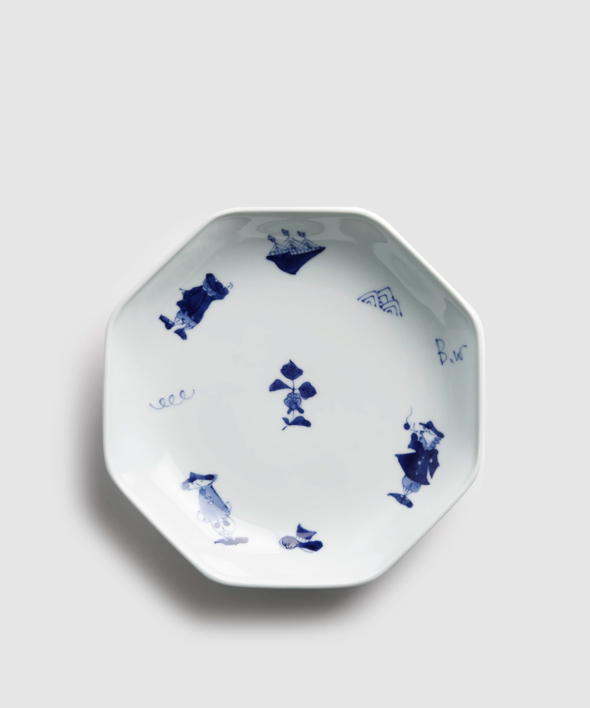 小皿□出石焼（江戸～明治）古い白磁四方皿角皿 7枚 龍 傷有 時代物