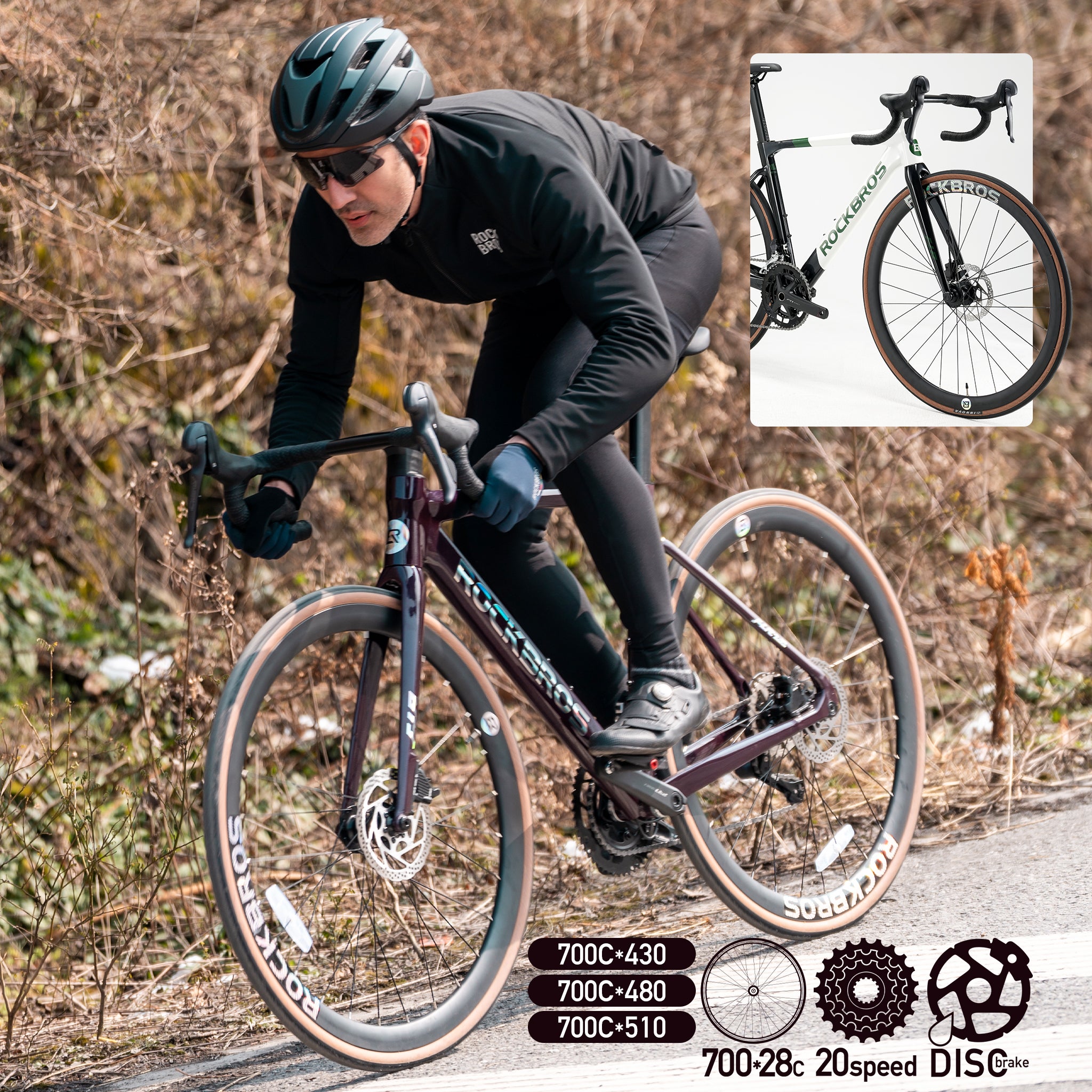 ROCKBROS ロードバイク 700×28C 20speed 油圧式ディスクブレーキ W3