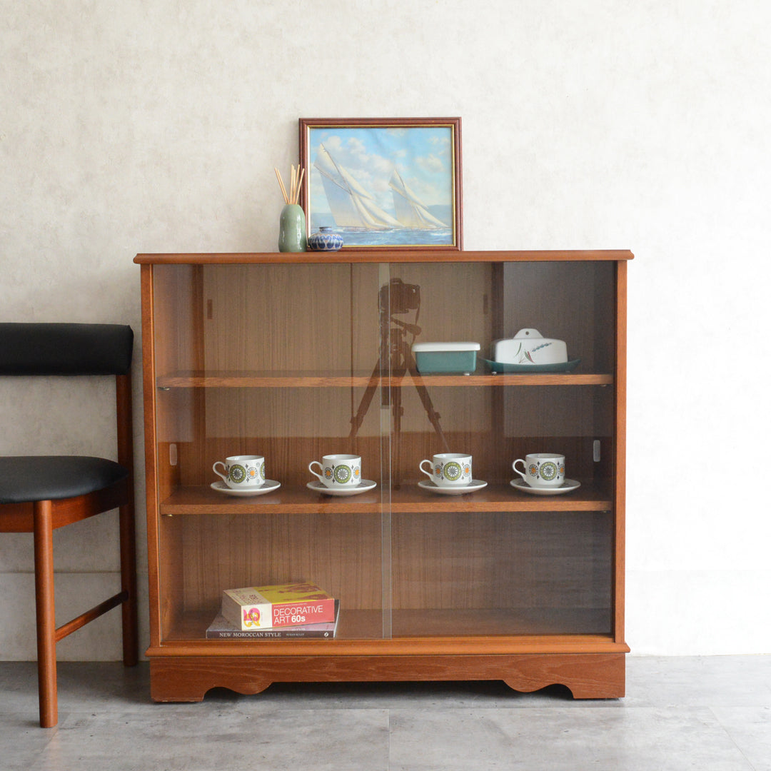 ミッドセンチュリーヴィンテージ チーク ガラスキャビネット 75