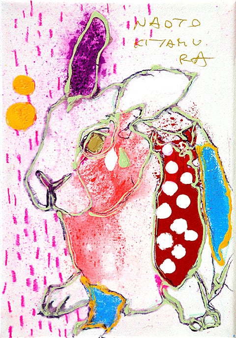 原画 肉筆】北村直登 5620 「からっけつの空っ風 ウサギ」 SMサイズ