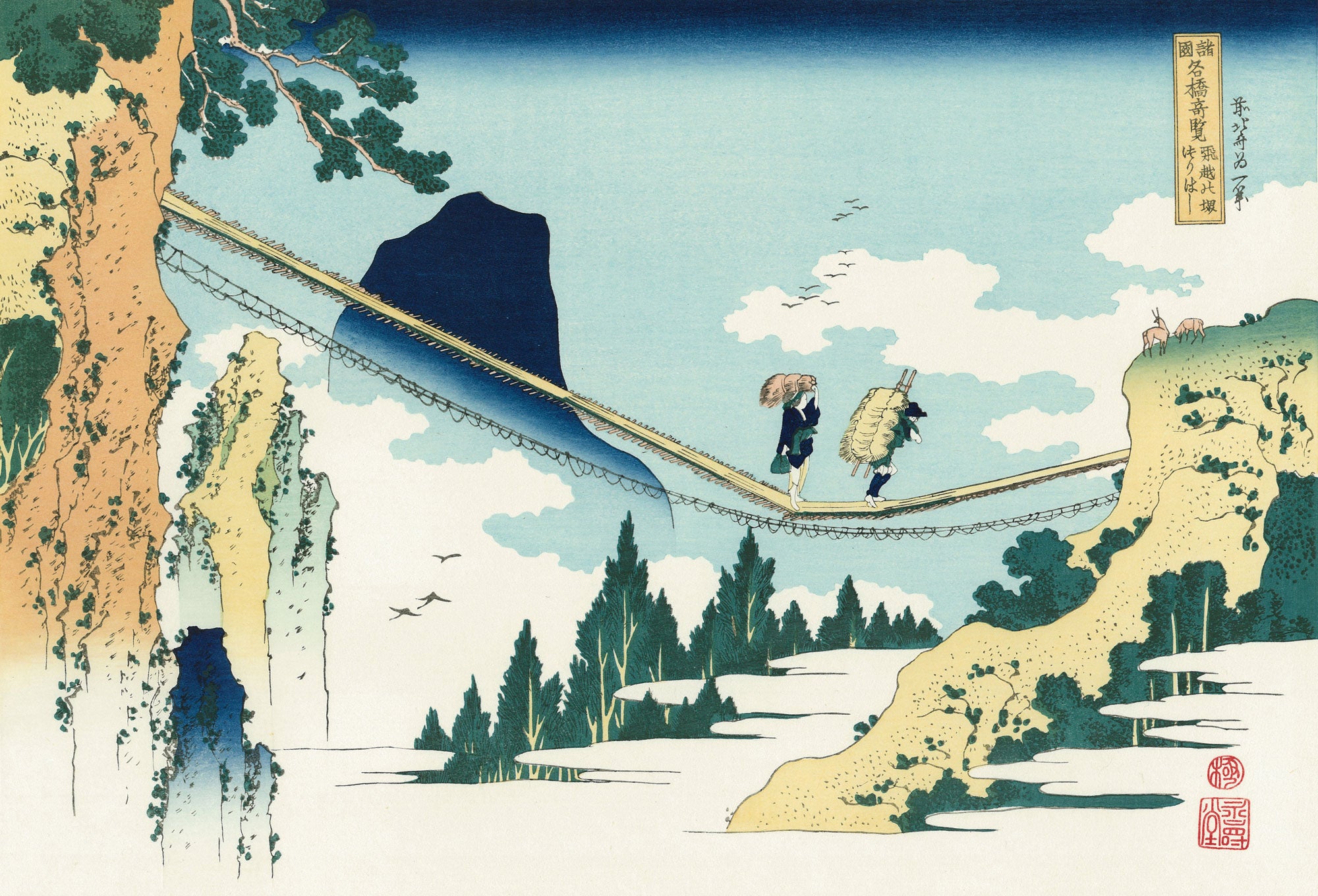 Katsushika Hokusai（葛飾北斎） 葛飾北斎「諸国名橋奇覧 飛越の堺つり