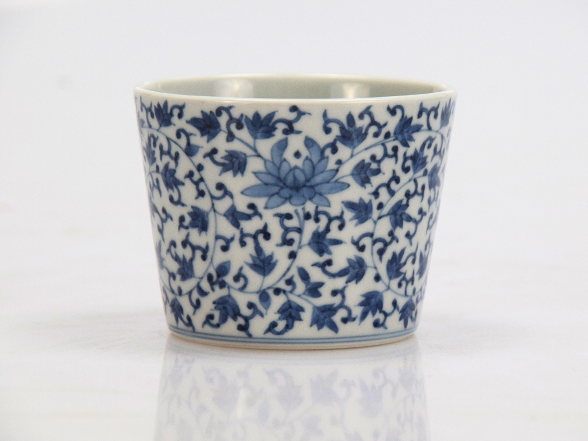 75 セール 伊万里 有田 九谷 鍋島 中国 猪口 のぞき 染付 唐草 有田焼