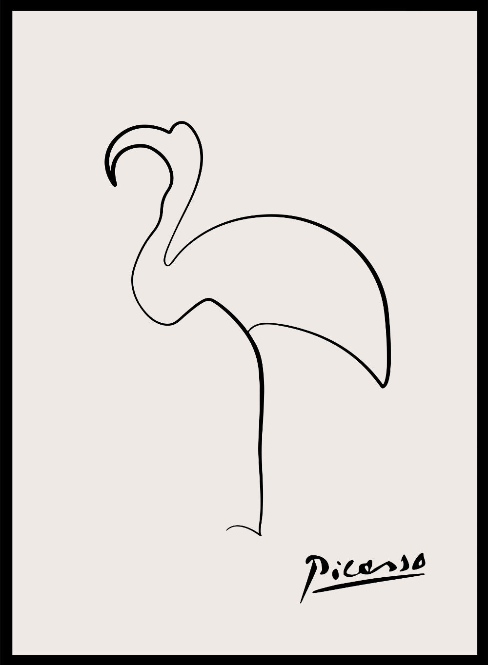 Pablo Picasso Flamingo Sketch Line Drawing Wall Art Print