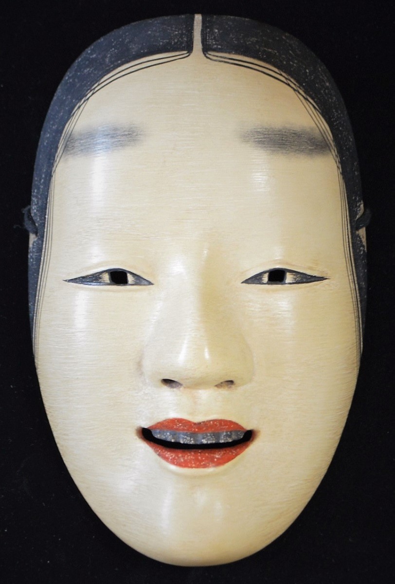 天然素材 小面（若女）彫刻 帯留め 提げ物 天然素材 小面（若女）彫刻