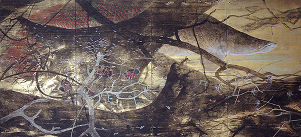 西野陽一 日本画 メヌエット 金魚 大作 金目鯛（はがきサイズ日本画