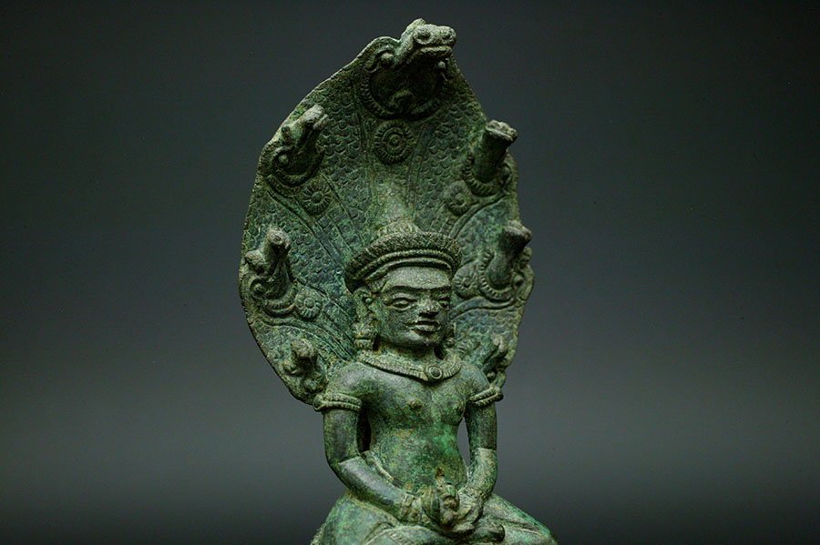 アンコールワット クメール ナーガ 古美術,青銅,青銅釈迦像 古代美術