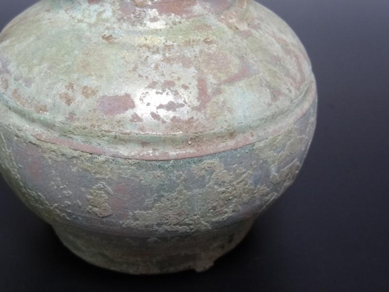 漢時代 緑釉 壺 骨董品 中国古美術 銀化 中国 漢 緑釉壺 銀化 鑑定書付