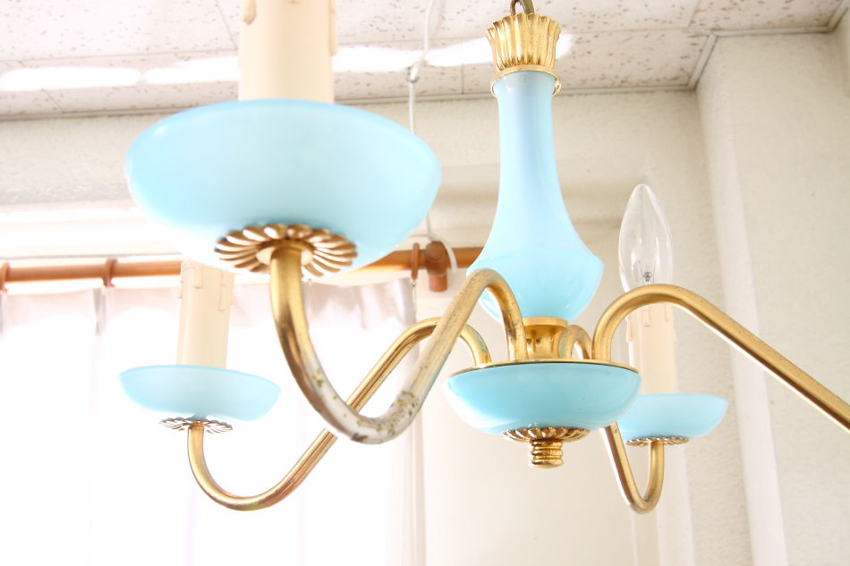 シャンデリア 1920年 フランス（紫と虹）アンティーク オパールセント