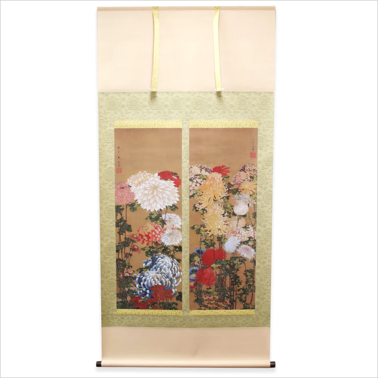 4107 葛飾北斎 「白梅図」 工芸印刷肉筆 紙本 日本画 掛軸 縁起物 4107