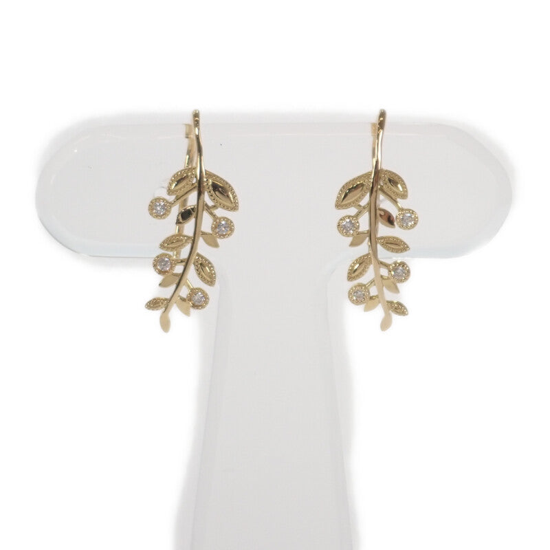 ヨンドシー 4℃ リーフ モチーフ ピアス K18イエローゴールド