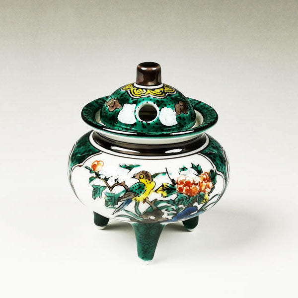 九谷弘之作 色釉瑞鳥香炉 共箱 横幅約21㎝ 東Y7-1203☆2F Yahoo