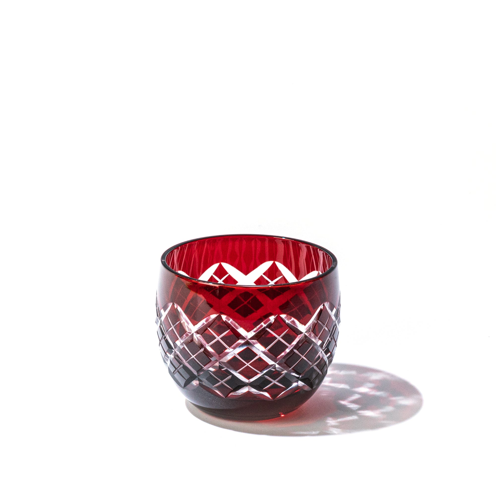 未使用！江戸切子 江戸被切子 深鉢 赤きりこ 18cm サラダボール 硝子鉢