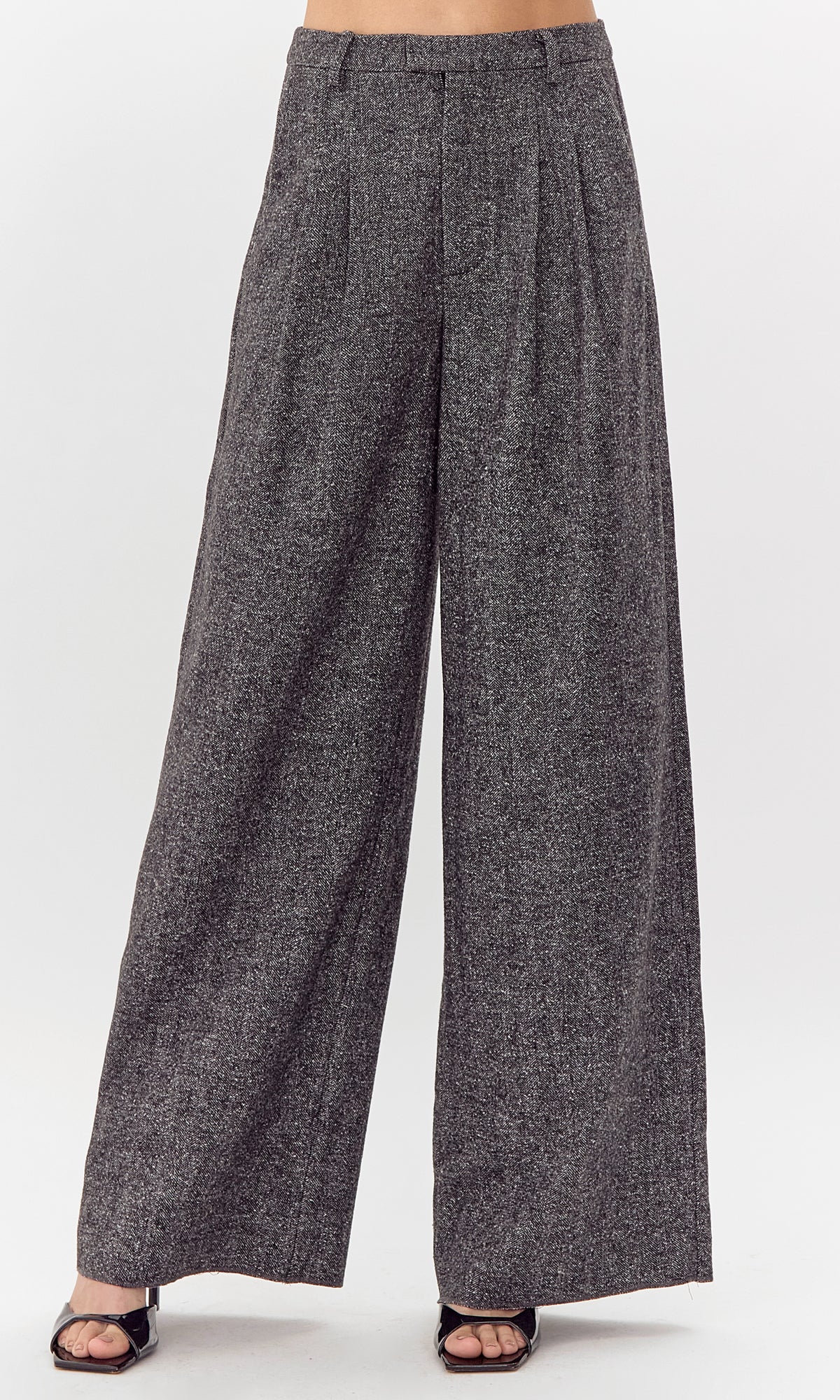 Herringbone Wide Leg Trouser | Greylin Collection