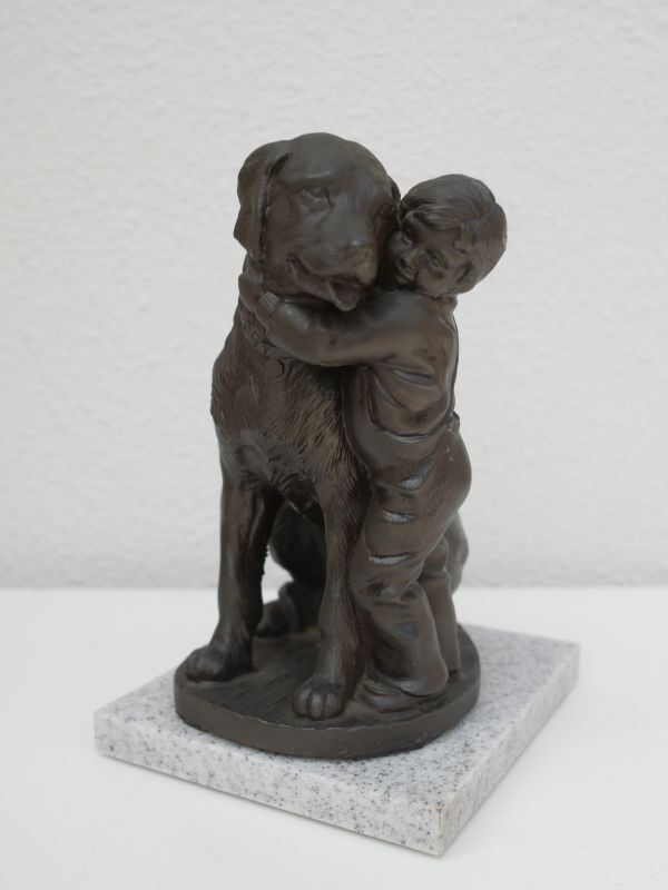 Pauline Parsons【Dog/Small boy (犬と幼い男の子)】英国製 ブロンズ