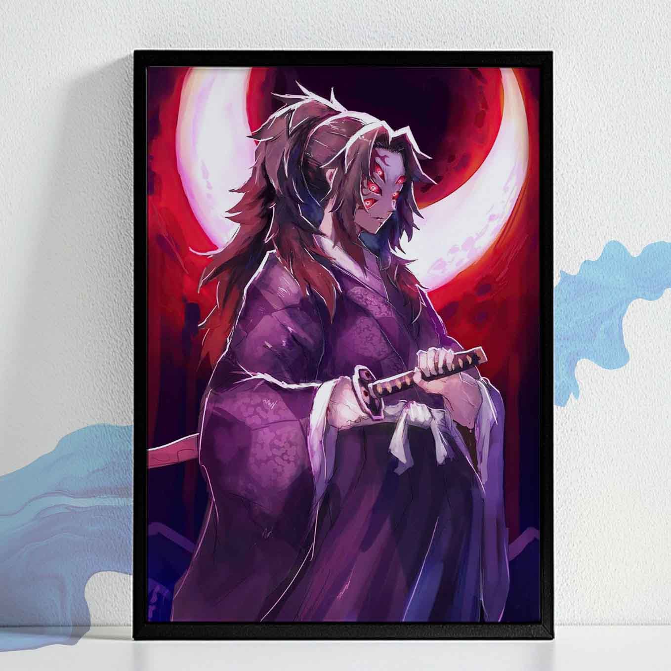 Demon Slayer kokushibo Poster Art Framed 13x19 Inches, Plexi-glass