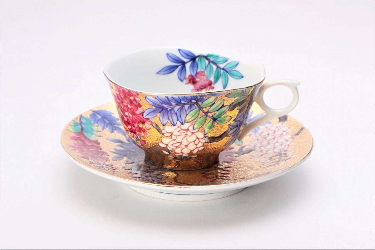 カフェ用品 「コーヒー碗 金彩 藤 木箱付」 金龍窯 江口天童 有田焼