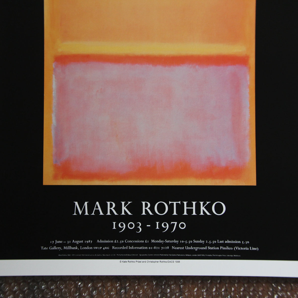 Mark Rothko: 1903-1970 (1987 Tate vintage poster reproduction