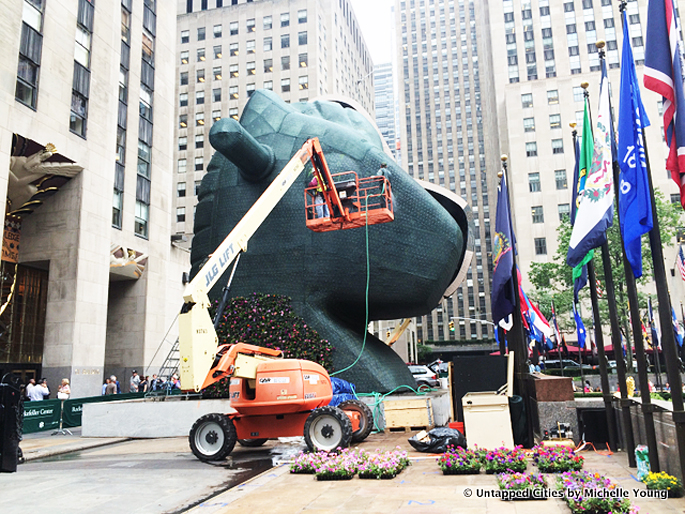 Giant Rocking Horse Head Sculpture by Jeff Koons Going Up at